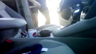 Bear in thigh high nylons jerking off in the car at the park 2