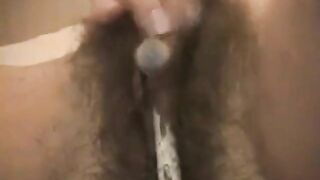 Hairy girls toothbrush wank with young guy